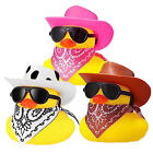 1pcs Cowboy Rubber Duck with Hat and Scarf, Mini Rubber Duckies Bath Party Toys