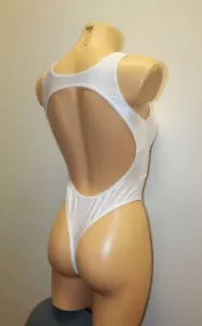 Women Thong Leotard 201-10 White Spandex Size L - Picture 1 of 4
