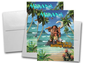 12 Moana Einladungskarten zum Geburtstag (12 weiße Umschläge enthalten) #1 - Bild 1 von 1