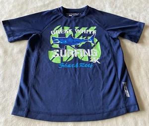 ZeroXposur Boys Blue Green Shark UPF 50+ Sun Protection Short Sleeve Shirt 8 - Picture 1 of 7
