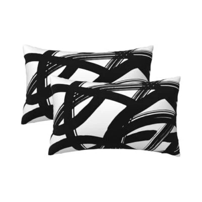 Black and White Striped Throw Pillow Covers 12x20 Inches Set of 2, Decorative  - Image 1 of 4