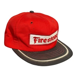 Firestone Vintage Patch Snapback Hat Adjustable Red Six Panel Cap Auto Racing - Picture 1 of 9