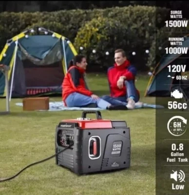 PowerSmart 1500W Gas Portátil Inversor Generador Silencioso Casa Autocaravana Camping 4 Tiempos Foto 1 de 4