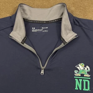 UNDER ARMOUR Mens Navy Notre Dame 1/4 Zip HeatGear Threadborne Pullover Small - Picture 1 of 5