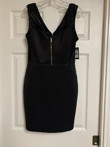 NWT GUESS Iola Black Half Zip Front Sleeveless Scuba Dress Women's Size 8 - Picture 1 of 10