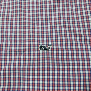 Vineyard Vines Whale Shirt Boys XL (18) Red White Blue Plaid Button Down - Picture 1 of 13