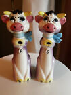 Vintage Tall Lefton Tall Purple Cows Salt And Pepper Shakers