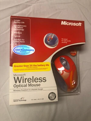 Microsoft Wireless Optical Mouse Tilt Wheel USB Groovy Color Either Hand NIB - Image 1 of 2