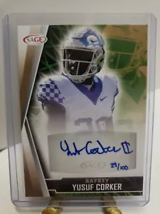 2022 Sage Football Yusuf Corker Rookie Auto Kentucky Wildcats football SP #/100 - Picture 1 of 2