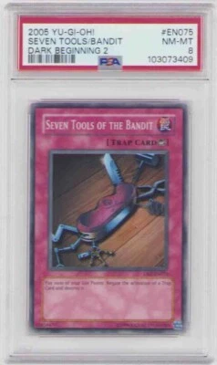 SEVEN TOOLS OF THE BANDIT  YUGIOH UNLIMITED EDITION DB2-075 GRADED NM-MT 8 2005 - Image 1 of 2