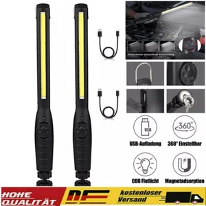 2X COB LED Arbeitsleuchte KFZ Akku Werkstattlampe Handlampe Magnet Stablampe USB - Bild 1 von 12