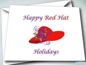 24 tarjetas de Felices Fiestas (Navidad) con sobres PARA SOMBRERO ROJO DAMAS DE LA SOCIEDAD - Imagen 1 de 1