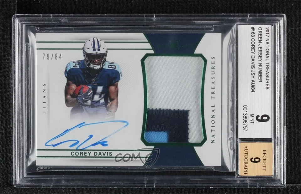 2017 National Treasures /84 Corey Davis #163 BGS 9 MINT RPA Rookie Patch Auto RC - Image 1 of 2