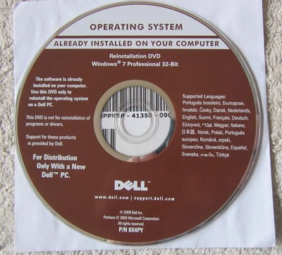 Dell Reinstallation DVD Windows 7 Professional 32-bit - Image 1 of 2