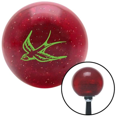 Green Swallow Red Metal Flake Shift Knob w/ M16x1.5 Insert Shifter Auto Manual - Image 1 of 4