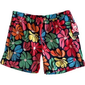 Tronchetto da bagno Psycho Bunny Mentz AOP blu navy con fiori multicolore spiaggia uomo taglia XL nuovo con etichette - Foto 1 di 10