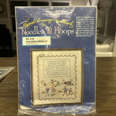 VTG Needles 'N Hoops Stamped Embroidery Cross Stich Kit Children Grow Up No. 239 - Image 1 of 4