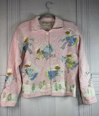 Cárdigan Suéter Design Options by Philip & Jane Gordon Angel Navidad Rosa S Foto 1 de 4