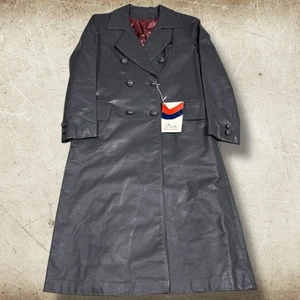 Vintage Duette Fashions Leder Trenchcoat Damengröße 10 neu mit Etikett grau - Bild 1 von 15