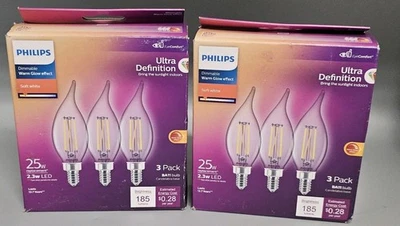 2 Philips Ultra Definition Dimmable LED Bulbs 3 Pack CRI95 EyeComfort Soft White - Image 1 of 4