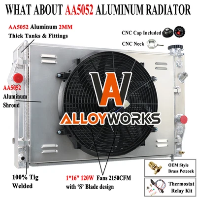 4 ROW RADIATOR+16"FAN+RELAY FITS 1993-02 CHEVY CAMARO PONTIAC FIREBIRD 5.7L V8 Foto 1 de 4