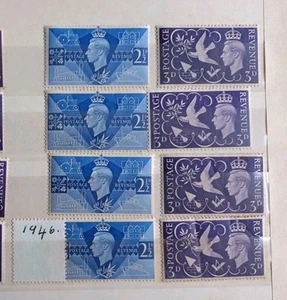 GB KGVI 1946 PEACE 4 komplette Sätze SG491/492 postfrisch postfrisch MNH - Bild 1 von 1