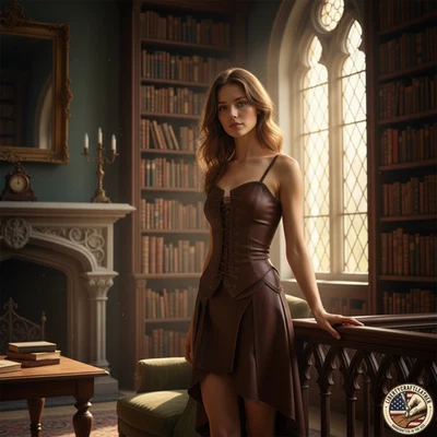 Brown Leather Corset Dress Women | Handmade Steampunk Renaissance Outfit - Image 1 of 4