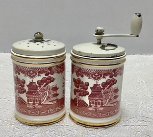 Olde Thompson by Flintridge Red Willow Pattern Salt Pepper Grinder Set ~Ceramic - Picture 1 of 15