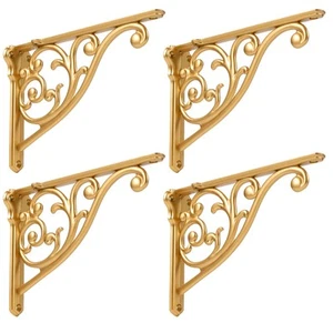 Gold Shelf Brackets 5 Inch 4PCS Heavy Duty Antique Gold Wall Bracket Baroque ... - Picture 1 of 3