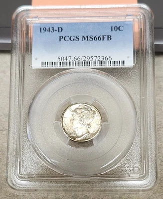 1943-D Mercury Dime - MS66FB - PCGS - Nearly Shattered Die - Lt Toning - Image 1 of 4