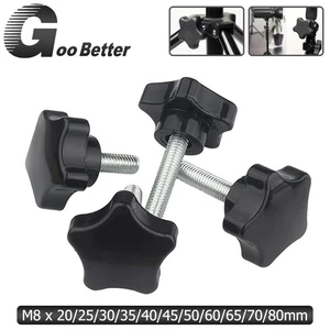 Rändelschrauben M8 Handknopfschrauben Kunststoff Fünfsternkopf schwarz Länge 20-80 mm - Bild 1 von 10