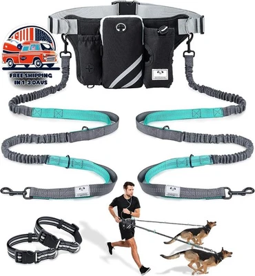 Correa Retráctil Manos Libres Para Perros Con Doble Cuerda Elástica Para 2 Perro Foto 1 de 4