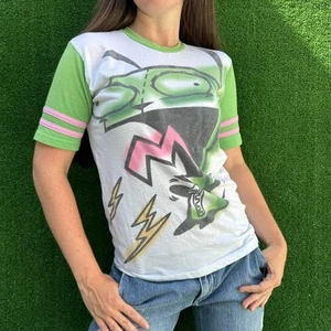 Vintage Y2K Mighty Fine Invader Zim Ringer Tee Fitted T-Shirt L - Bild 1 von 4