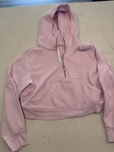 NWOT Lululemon Scuba Oversized Half Zip Hoodie M/L Pink Cropped Athleisure - Picture 1 of 5