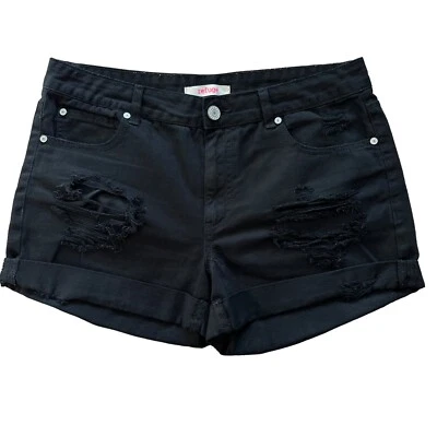 Pantalones Cortos Denim Refuge 10 Negros Envejecidos Bolsillos Mosca/Botón Algodón Transpirable Foto 1 de 4