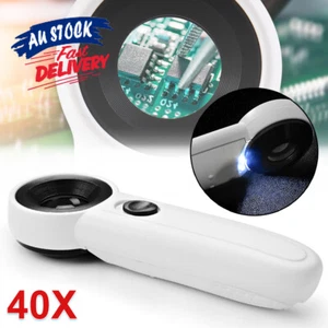 40X Magnifying Magnifier Loop Jeweler Eye Jewelry Loupe with 2 LED Light - Picture 1 of 11