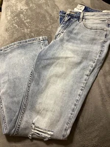 Pantalones de mezclilla para mujer Candace Cameron Bure talla 10 Petite 10P azul acampanado destruido nuevos - Imagen 1 de 1