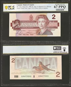 CANADA 2 Dollars 1986, BC-55c-i, Bonin, Thiessen, PCGS 67 PPQ Superb Gem UNC - Picture 1 of 1
