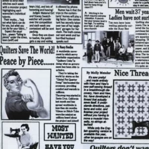 BTHY Quilting News Newspaper Sewing Peace By Piece Cotton Fabric By Half Yard - Picture 1 of 4