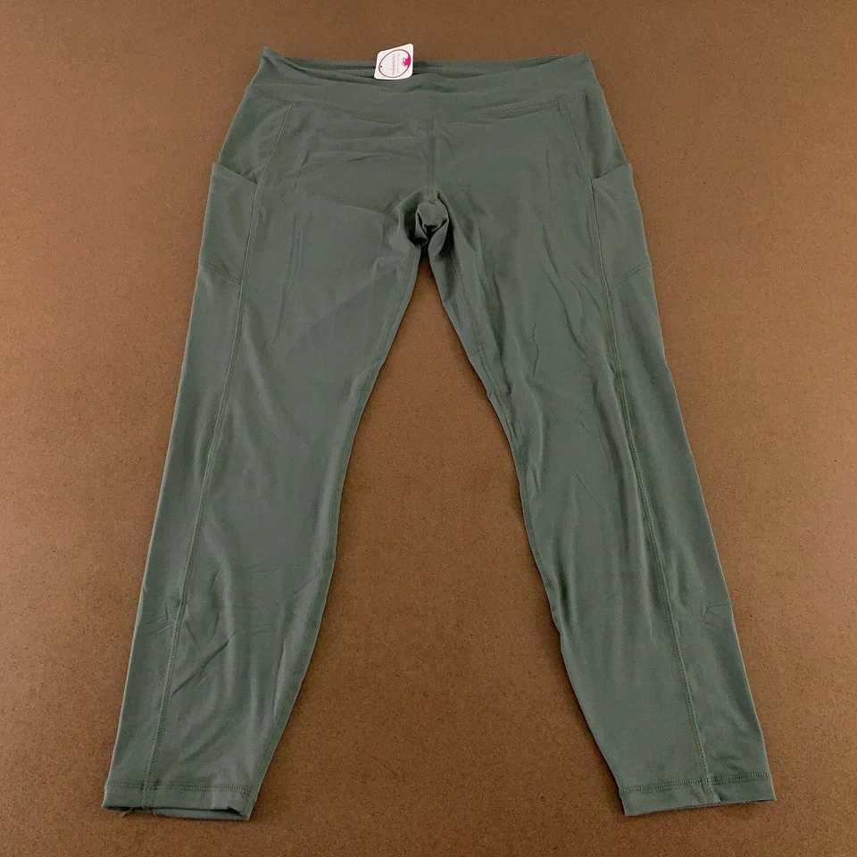 Women's Size 3X Green Microfiber Mid Rise Pocketed Pull On Leggings NWT - Image 1 of 4