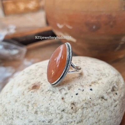 Pedra preciosa marquesa pedra do sol prata esterlina 925 presente feito à mão para seu anel PG3962 - Imagem 1 de 4