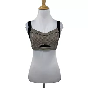 Lululemon Run Engage Bra Women 10 Tonka Stripe Adjustable Wide Strap Mesh Vented - Picture 1 of 13