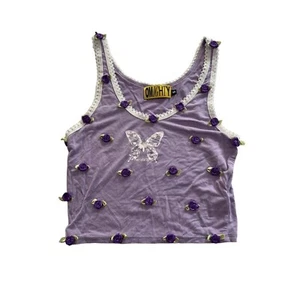 OMIGHTY Butterfly Rosette Embroidery Tank Top in Purple - Picture 1 of 3