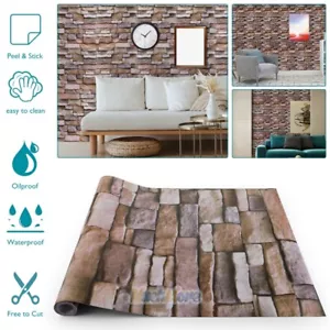 9.8ft*17in 3D Brick Stone Wallpaper Roll Self Adhesive Contact Paper Peel Stick - Picture 1 of 12