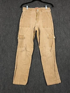 Dickies Womens 7/28 High Waisted Roll Cuff Cargo Pants Tan Zip Fly Y2K J1177XV - Picture 1 of 15