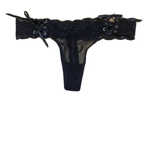 Frederick's of Hollywood Panty Thong Black lace Size Small - Picture 1 of 4