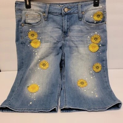 Гидравлический, Nolita Бермудские Джинсовые Короткие, размер 10 Пышные, Подсолнухи - Изображение 1 из 4