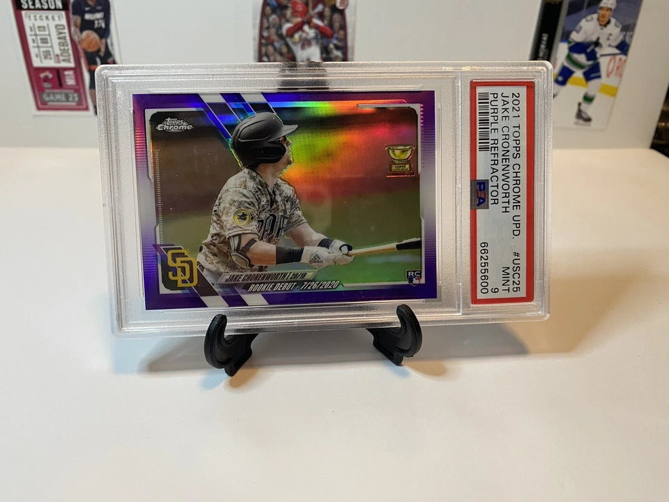 2021 Topps Chrome Update Jake Cronenworth Purple Refractor Rookie #USC25 PSA 9 - Image 1 of 2
