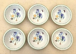 SET OF SIX STUDIO NOVA STONEWARE CROCUS GARDEN BLOOM SOUP CEREAL BOWLS Y2372 - Picture 1 of 6