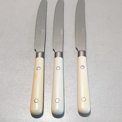 3 x Guy Degrenne Inox France Messer mit Wellenschliff 2 Nieten 60er 70er Jahre - Bild 1 von 4